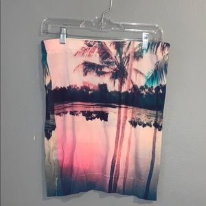Tube Top w/Palm Tree Print